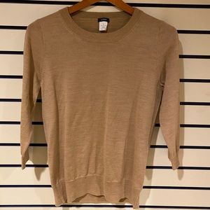J Crew Tan 3/4 sleeve women’s top M